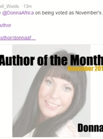 I am voted Author of the Month on Spillwords http://spillwords.com/author/donnaafrica/